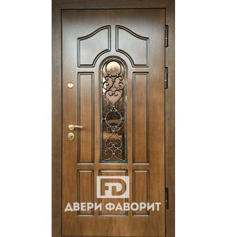 дверь металлическая с терморазрывом, ковкой и стеклом