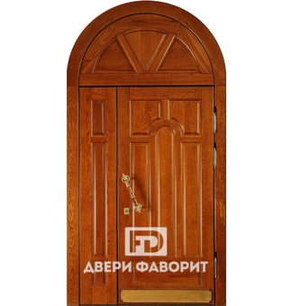 арочная металлическая дверь с верхней и боковой вставками