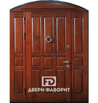 металлическая арочная дверь с двумя боковыми и верхней вставками