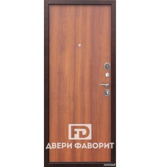 недорогая стальная дверь с двух сторон отделана ламинированной панелью под дерево